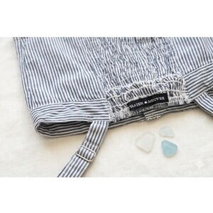 Brandy Melville Striped Smocked Tube Top Cami Blue White‎ Coastal Coquette